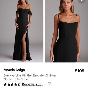 Azazie Strapless Black Chiffon Dress